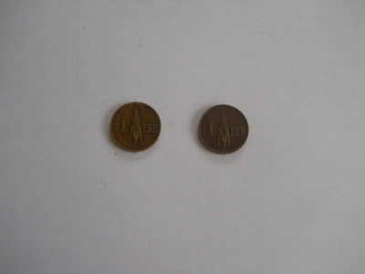 2 monede 1 Leu 1938 si 1940,perioada Regelui Carol II-circulate,necuratate! foto