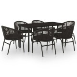 Cumpara ieftin Set de servit masa pentru gradina, 7 piese, negru