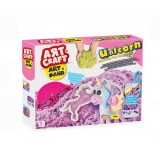Set nisip modelabil kinetic roz cu forme de unicorni si curcubeu, pentru copii, pentru interior sau exterior, ATS, Advanced Thermal Solutions