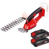 Einhell GE-CG 18 Li PXC + Twinpack CB - Masina de tuns gard viu 20 cm accesorii + Set 2 acumulatori Li-Ion 18 V 2.5 Ah