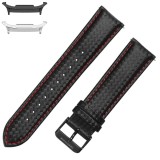 Curea piele compatibila Samsung Galaxy Watch9 44mm, Negru/Rosu