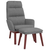 Cumpara ieftin Scaun de relaxare cu taburet, gri deschis, material textil
