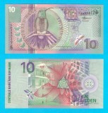 Surinam (p#147) 10 Gulden 2000 UNC &#039;Pasărea Mango&#039; serie: AW3331xx