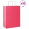vidaXL Saci de h&acirc;rtie 50 buc cu m&acirc;nere roz 26x12x35 cm