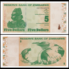 = ZIMBABWE - 5 DOLLARS - 2009 -UNC = = foto