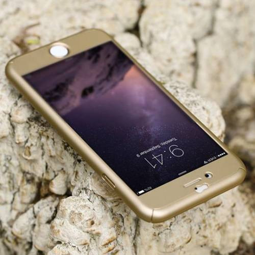 Husa pentru Apple iPhone 8 Plus Auriu acoperire completa 360 grade cu folie de protectie gratis