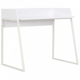 Birou Alb 90x60x88 cm vidaXL Modern, Lemn &amp; Otel, Birou Calculator, Masa Scris