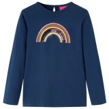 Tricou pentru copii cu m&acirc;neci lungi, bleumarin, 140, vidaXL