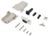Conector D-Sub HD 15 pini mamă unghi 45&deg; lipire pe cablu aurit