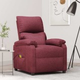 vidaXL Fotoliu de masaj, roșu vin, material textil