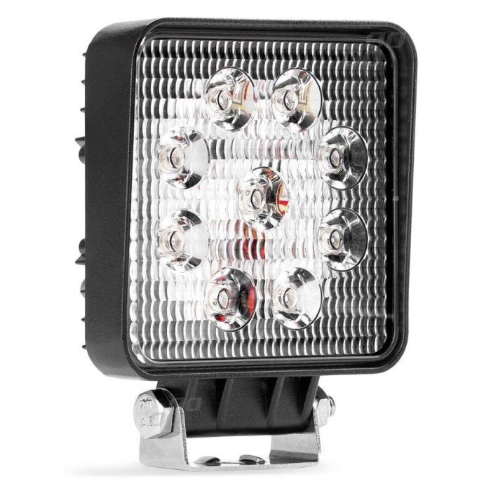 Lampa lucru LED 27W 6000K, Spot lumina, 12V-60V, IP67, aluminiu, omologare E9, 106 x 106 x 32 mm