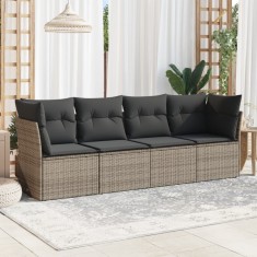 Gossi set canapea de gradina cu perne, 4 piese, gri, poliratan