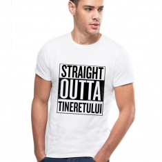 Tricou alb barbati - Straight Outta Tineretului - M