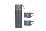 Cumpara ieftin Termos Zilan ZLN0745 din inox, capacitate 500ml, 3 capace care pot fi folosite pe post de cana, Floria
