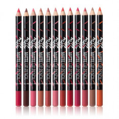 Set 12 creion contur de buze Matte Lip Pencil foto