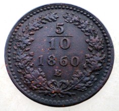 F.265 AUSTRIA 5/10 KREUZER 1860 E RARA