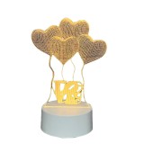 Lampa led decorativa, flippy, 3d, baloane love, din material acril si lumina multicolora, alb