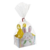 Set 4 Cutii de Cadou din Carton cu Model Iepure, Celofan si Panglica, Alb, 12x7x13.5cm, CMCLASS