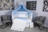 Lenjerie MyKids 9 piese White-Blue fara baldachin 120x60 cm