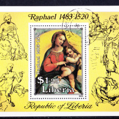 TSV$ - 1983 LIBERIA - RAPHAEL, COLITA DANTELATA STAMPILATA