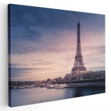 Tablou Turnul Eiffel Paris Franta roz, albastru 1485 Tablou canvas pe panza CU RAMA 30x40 cm
