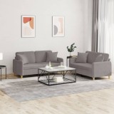 vidaXL Set de canapele cu perne, 2 piese, gri taupe, textil