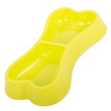 Cumpara ieftin Castron dublu pentru hranire animale de companie, 0.15 L, Galben