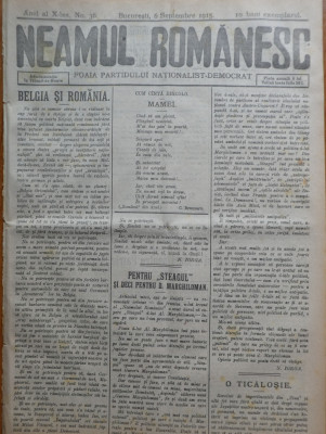 Ziarul Neamul romanesc , nr. 36 , 1915 , din perioada antisemita a lui N. Iorga foto