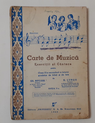 Carte De Muzica Pentru Clasa a 3-a Secundara - MANUAL 1946 (VEZI DESCRIEREA) foto