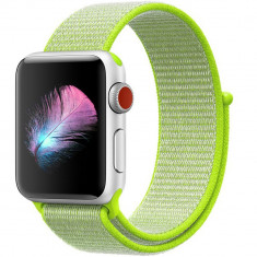 Curea pentru Apple Watch 42 mm iUni Woven Strap, Nylon Sport, Electric Green foto