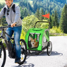 PawHut Remorca pentru bicicleta si carucior pentru caini, verde