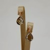 Cercei Argint 925 placat aur roz, cuarț fumuriu fatetat lacrima, 2.6cm, Made in Italy