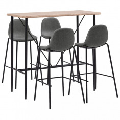 vidaXL Set mobilier de bar, 5 piese, gri taupe, material textil foto