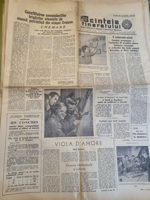 scanteia tineretului 22 noiembrie 1959-art.craiova,copsa mica,baletul romanesc