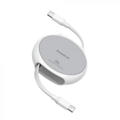 CABLU alimentare si date Baseus Free2Draw Mini, Fast Charging Data Cable pt. smartphone, retractabil, USB Type-C la USB Type-C 100W, 1m, alb &amp;quot;P1036840 foto