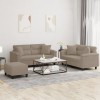 VidaXL Set de canapele cu perne, 3 piese, gri taupe, microfibră