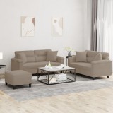 vidaXL Set de canapele cu perne, 3 piese, gri taupe, microfibră