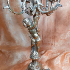Sfesnice sculprurale bronz, sec 19 Baroc Victorian, antique