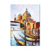 Tablou Gondole in Venetia pictat manual, 70x50cm ulei pe panza, Superb