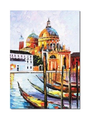 Tablou Gondole in Venetia pictat manual, 70x50cm ulei pe panza, Superb foto