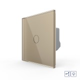 Intrerupator touch cu variator Livolo cap-scara/cruce, auriu, serie noua