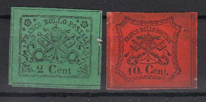 Italy Church State 1867 Coat of arms 2C+10C Mi.12+15 MH AM.300