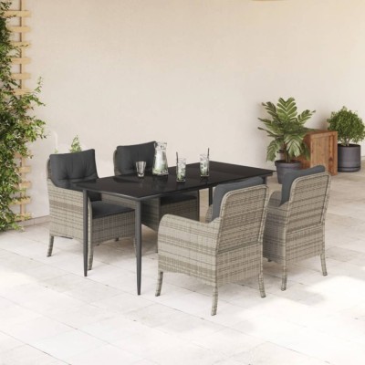 vidaXL Set mobilier de grădină cu perne, 5 piese gri deschis poliratan 3211993 foto