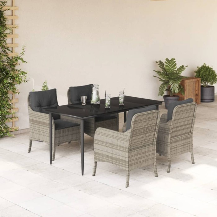 vidaXL Set mobilier de grădină cu perne, 5 piese gri deschis poliratan 3211993