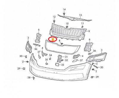 Rama grila radiator Skoda Kodiaq, 10.2016-, Fata, cromat, Aftermarket foto