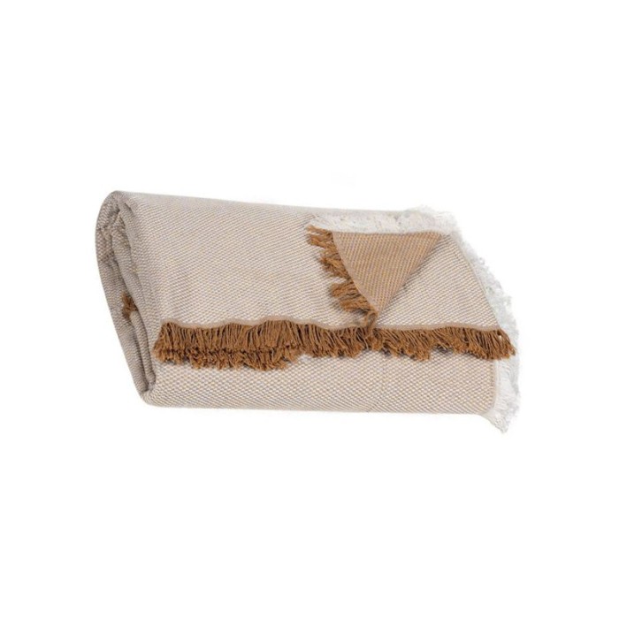 Patura decorativa, 230x180 cm, Bej/Maro, Poliester/Bumbac, ATU-086035