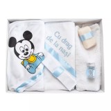 Cumpara ieftin Trusou Botez 6 piese cu text imprimat &quot;Mickey Mouse&quot; ALB - BLEU - TB102