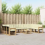 vidaXL Set de canapele de exterior cu pernă 11 pcs Alb și crem 3389924