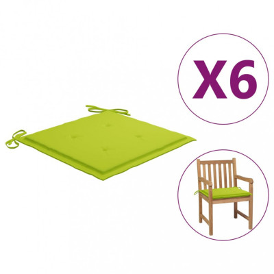 Perne scaun de grădină 6 buc. verde deschis 50x50x3 cm textil foto
