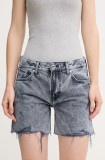 Pepe Jeans pantaloni scurți din bumbac REGULAR SHORT MW DISTRESSED femei, culoarea bleumarin, melanj, medium waist, PL801186UN4